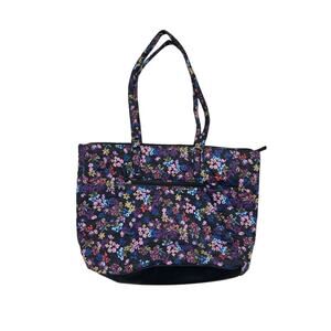 Country Store Catalog Quilted Purple Floral Zip Across Purse Handbag